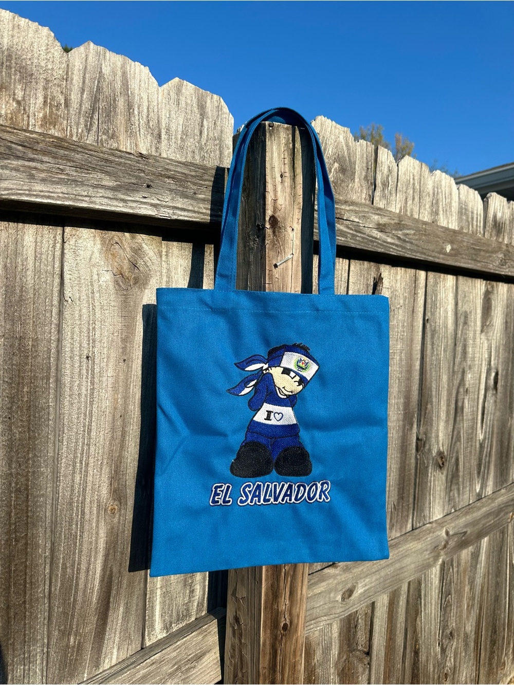 Blue El Salvador Embroidered Tote Bag